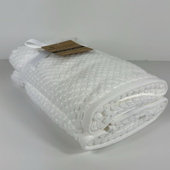 Ecoexistence Bamboo Bath Hand Towels White 2pc Set Cotton Rayon Soft NEW - Picture 5 of 10